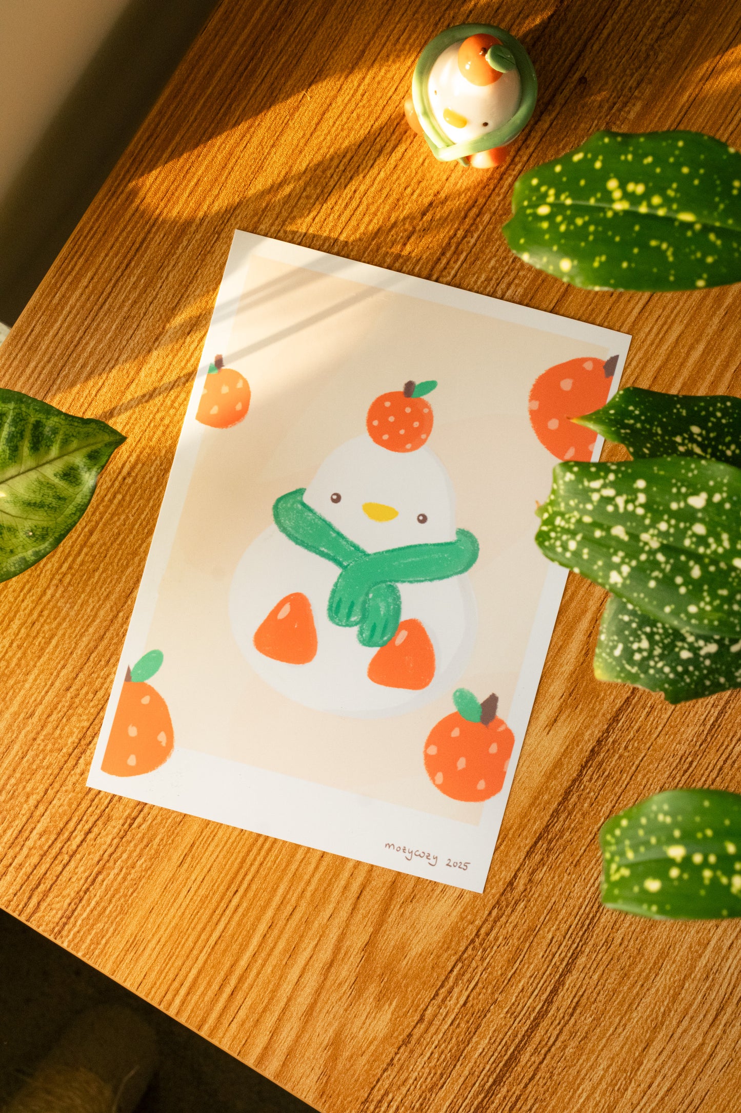 Cozy Tangerine Duck Art Print 5' x 7"