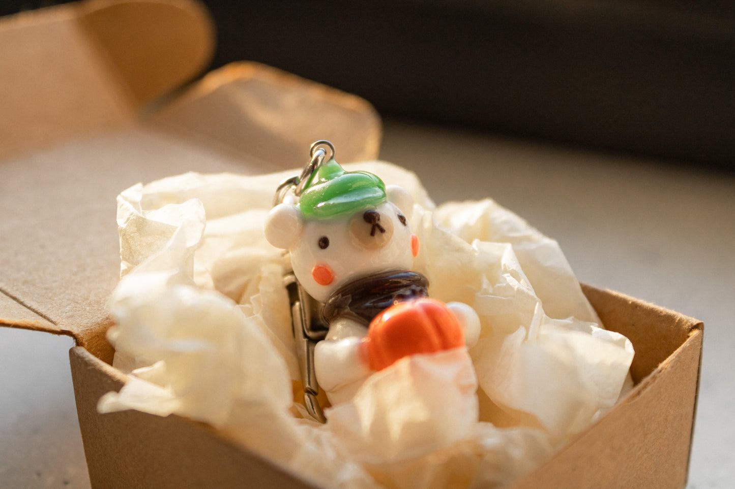 Pumpkin Bear Keychain