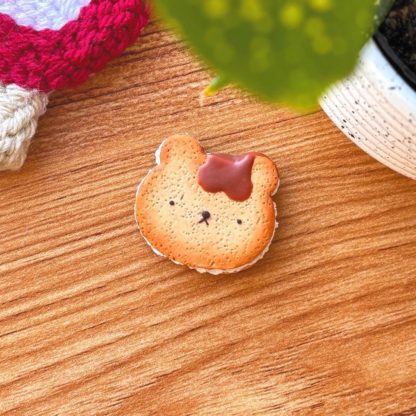 Grumpy Caramel Bear Cookie Magnet