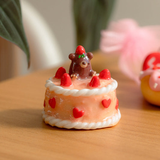 Bear on a Strawberry Cake