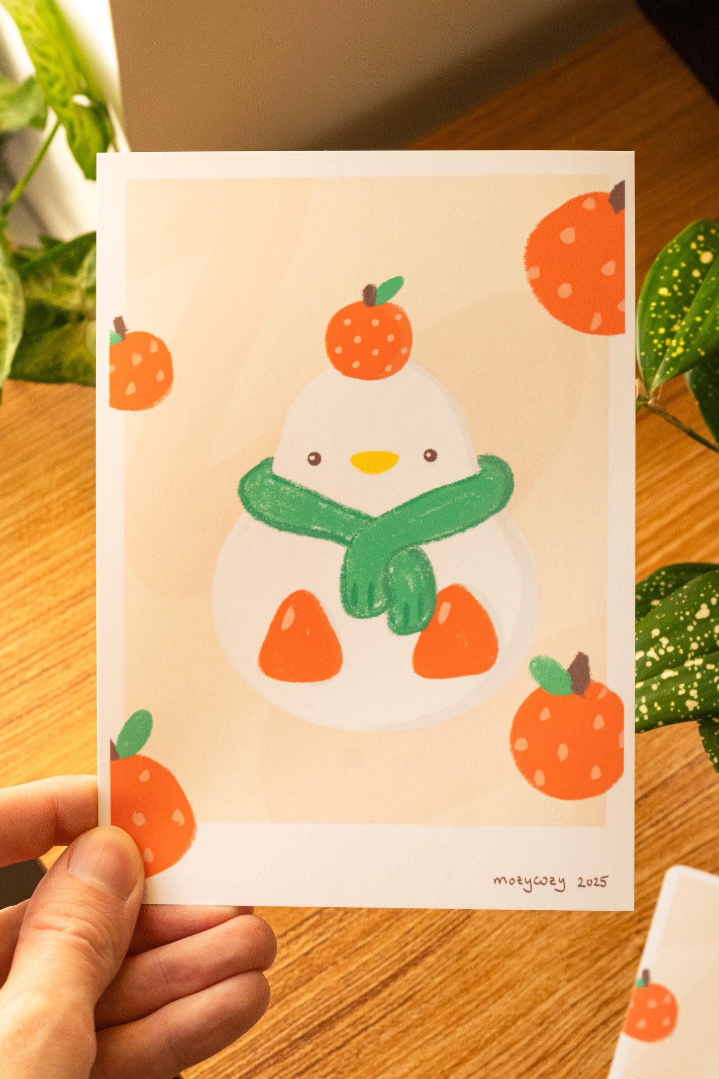 Cozy Tangerine Duck Art Print 5' x 7"