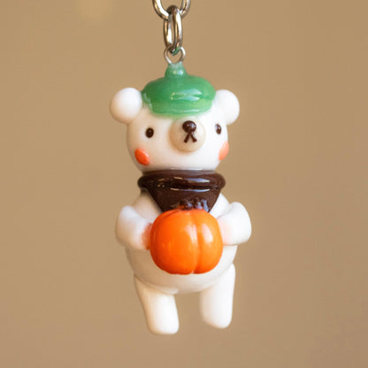 Pumpkin Bear Keychain